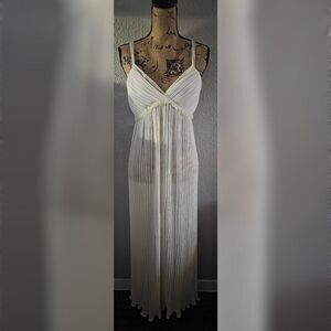 FAIRYCORE DREAM White Floral Maxi Pleated Dress Boho Coquette & Cottagecore